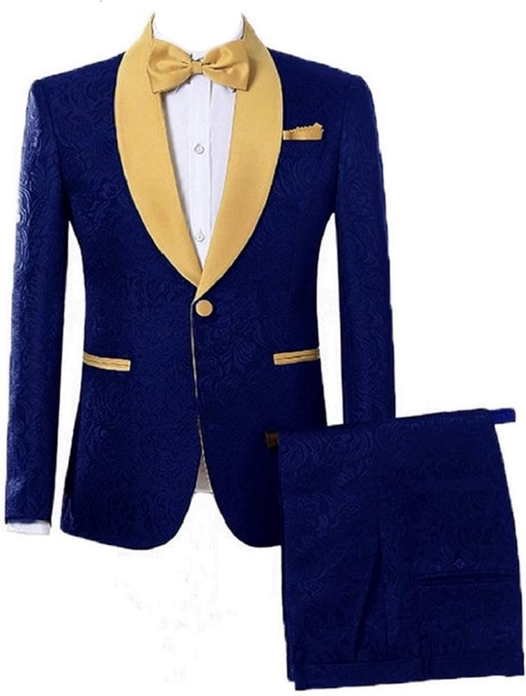 Mens Suit Slim Fit 2-Piece Single Breasted Blazer Fashion Dress Suits Business & Trousers for Wedding