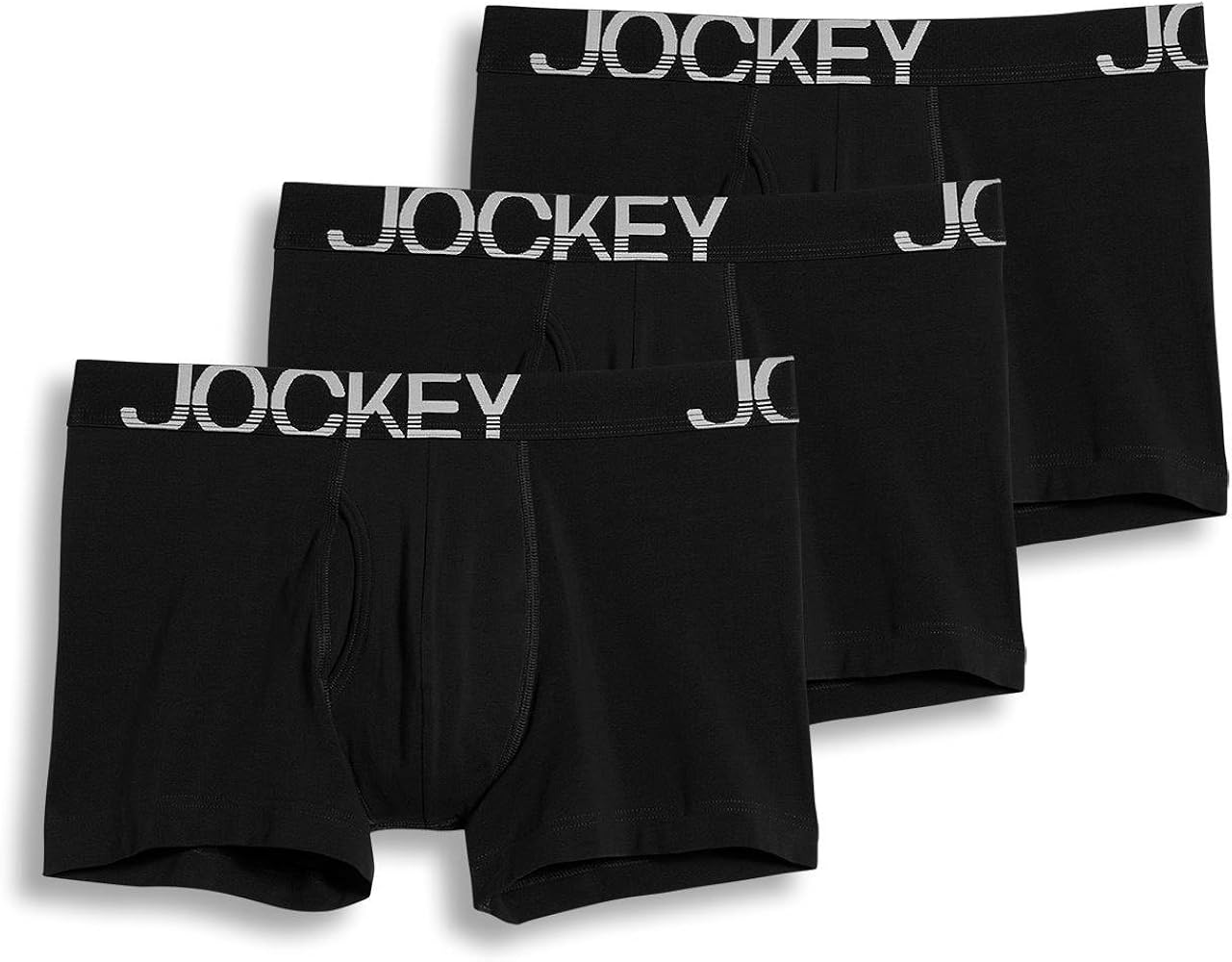 Jockey Men's Underwear ActiveStretch 4" Boxer Brief - 3 Pack, Black, m