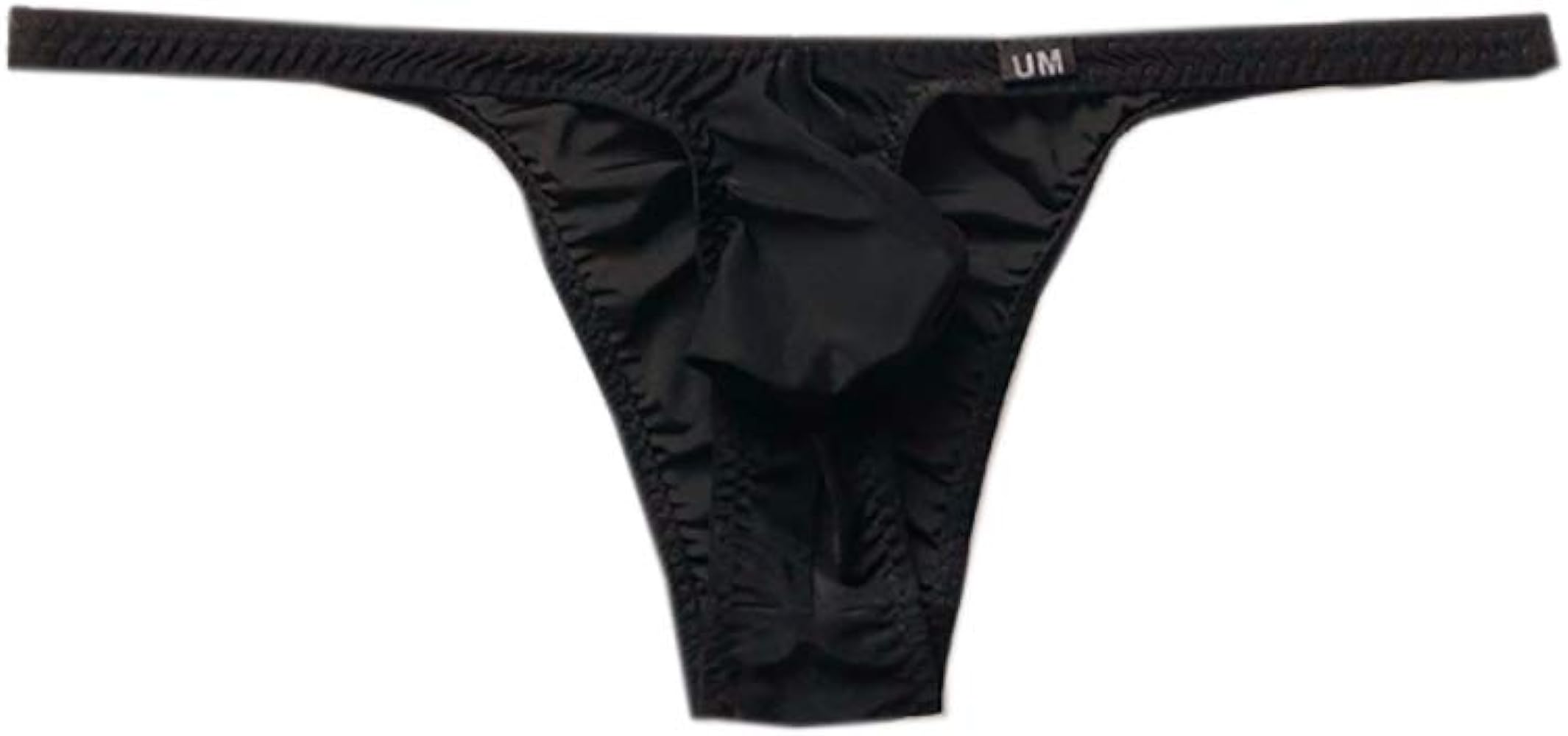 Mens Soft Bulge Big Pouch Undies Underpanties Low Rise Thong Underwear Black