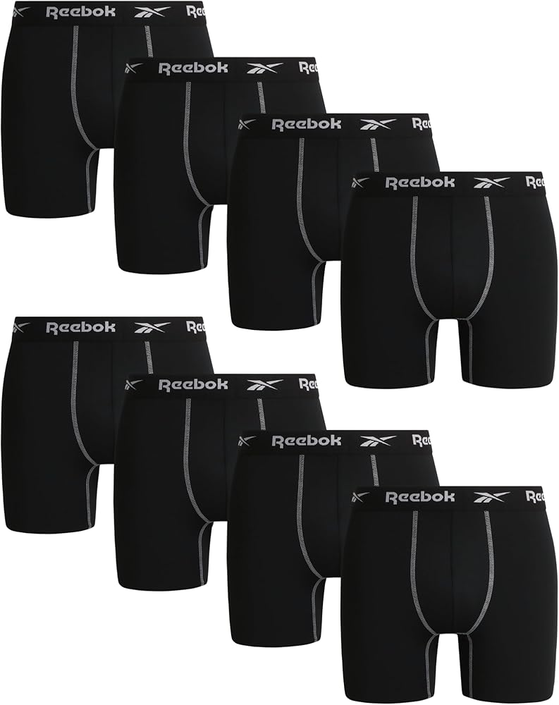 Reebok Men's Boxer Briefs - 8 Pack Performance Mens Underwear Boxer Briefs - Active Breathable Underwear for Men Pack (S-XL)