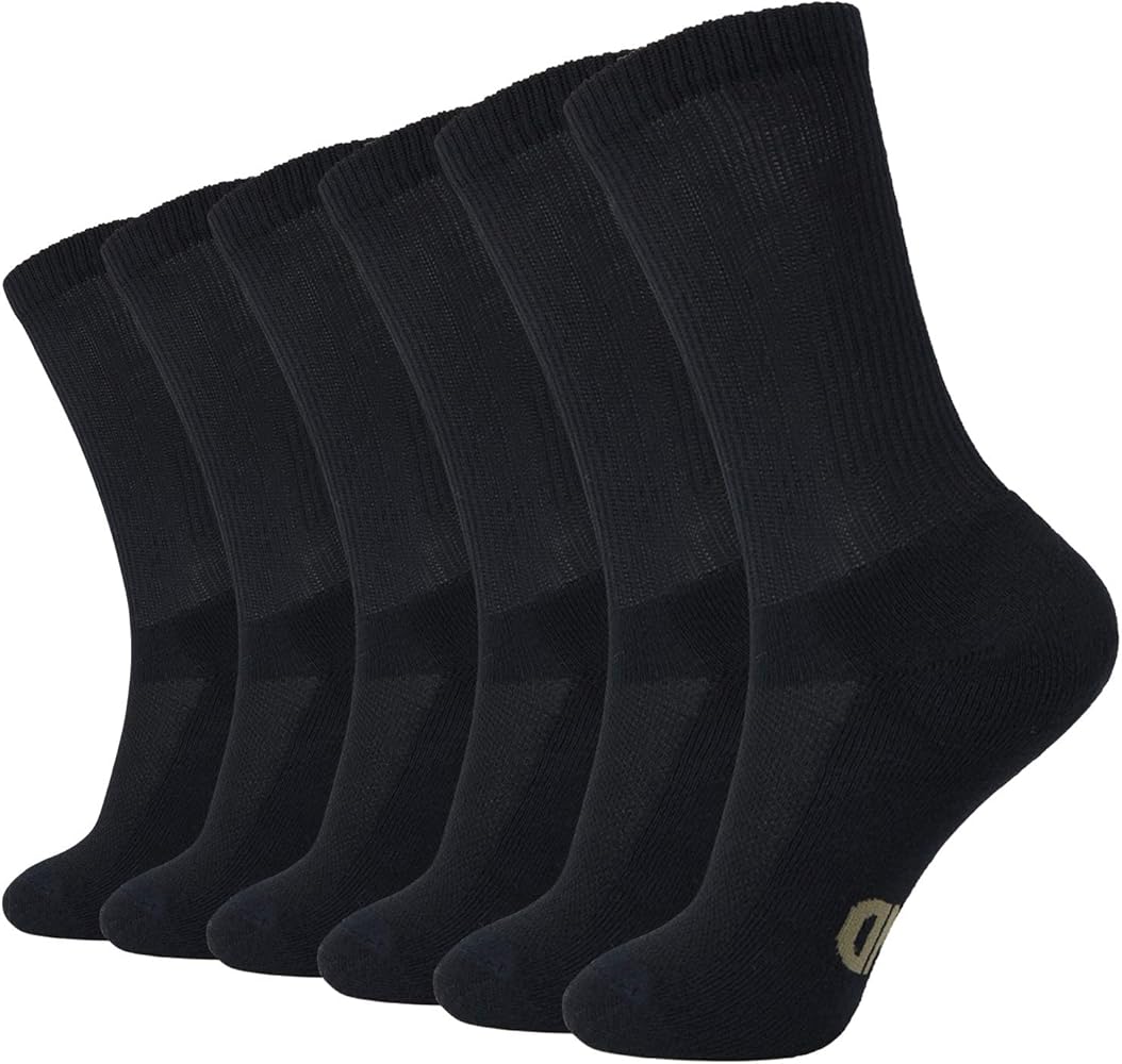 Mens Casual Bamboo Crew Socks, Black, 7-9 US
