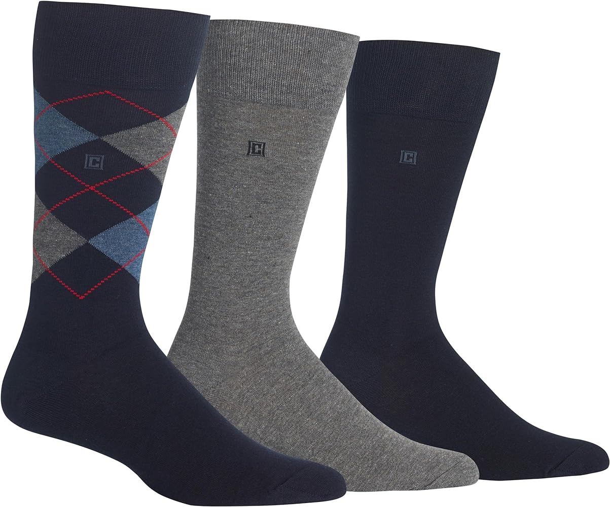 Chaps Men's Soft Argyle Dress Crew Socks-3 Pair Pack-Reinforced Heel and Toe