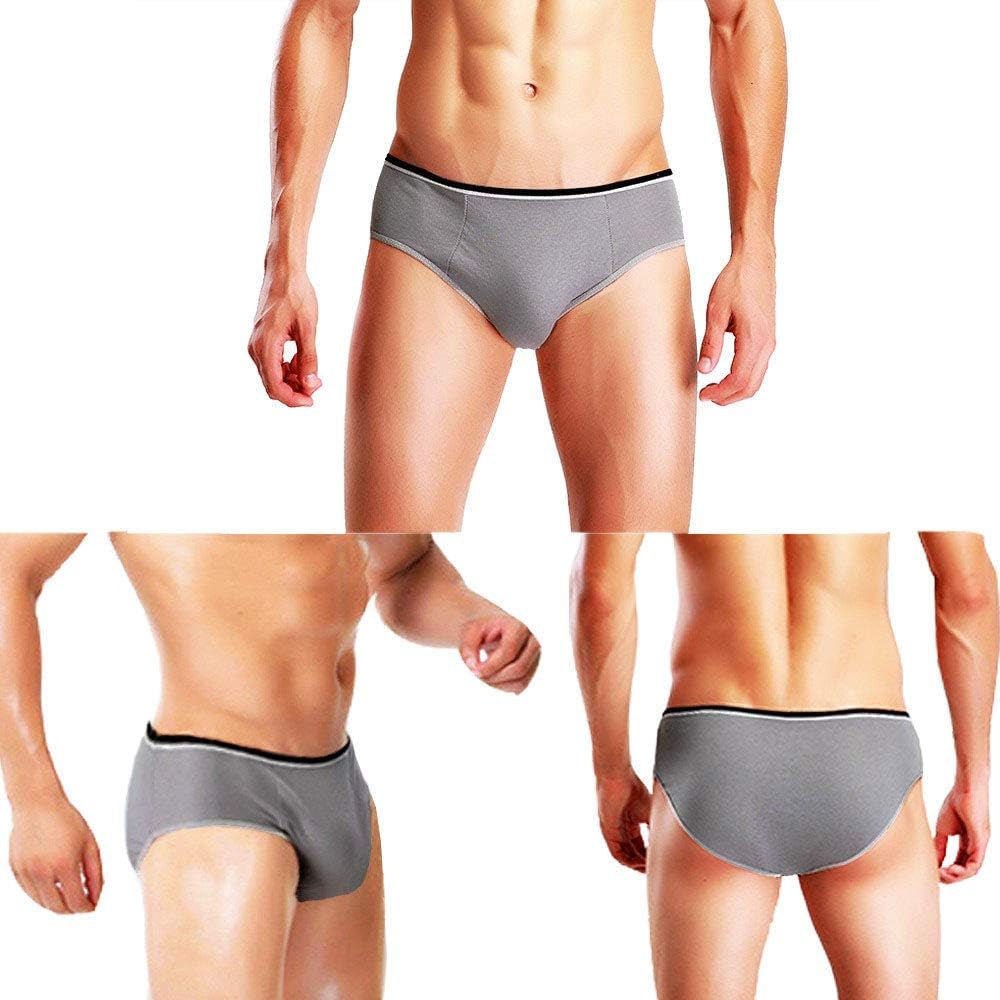 STARLY Mens Cotton Disposable Underwear Travel Panties handy Briefs for Fitness Grey Gray/White (10pcs)