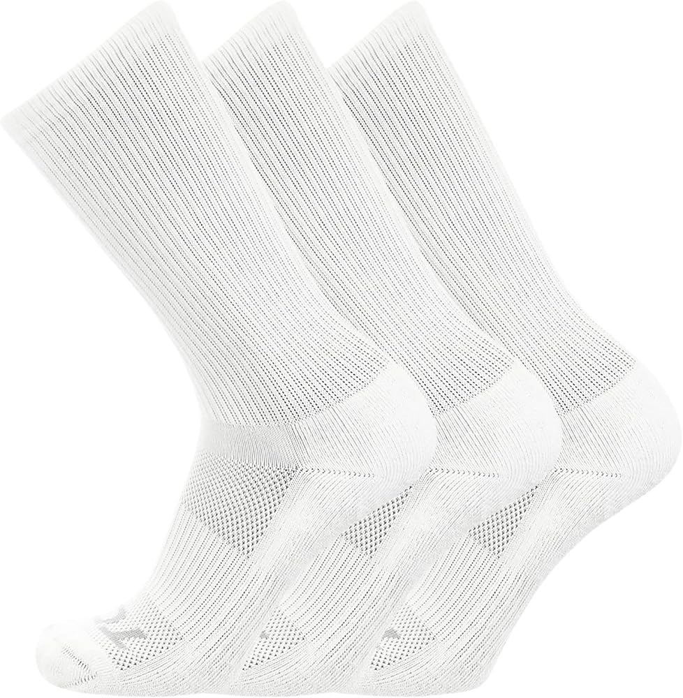 TCK 3 Pair Work & Athletic Crew Socks (White, X-Large)