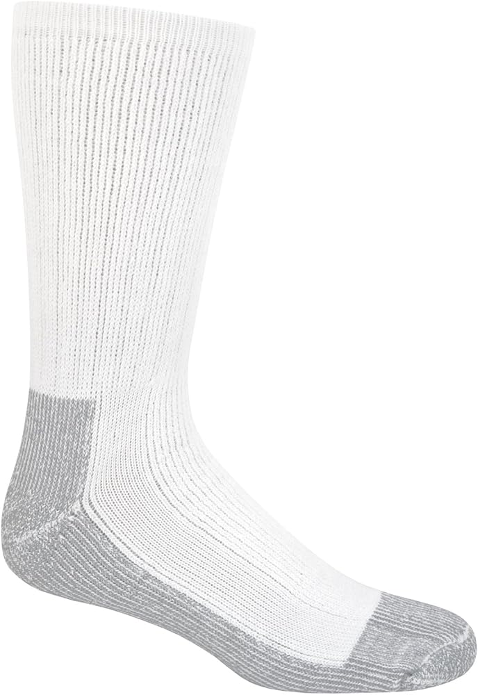 Fruit of the Loom Men's Work Gear Crew Socks with Arch Support | Breathable & Lightweight | 2 Pack Socks,White, Shoe Size 6-12/Sock Size 10-13