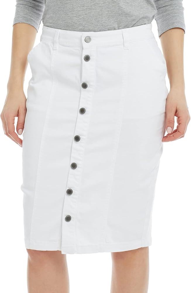 ESTEEZ Knee Length Stretch Denim Jean Pencil Skirt with Pockets for Women - Montreal