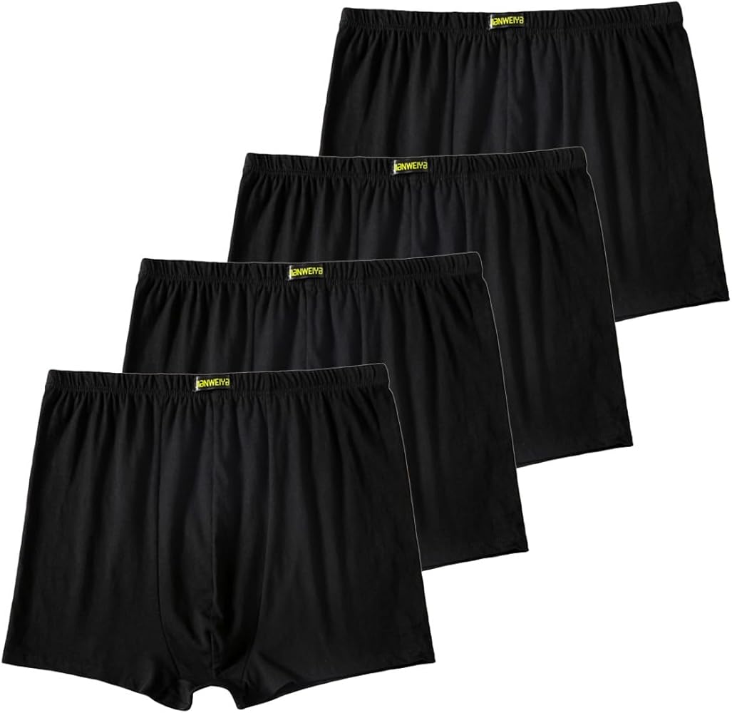 Cotton Men's Boxer Shorts Underwear,Plus Size Boxer Brief, Loose Fit Soft Stretchy Trunks 4 Pack,US L-5XL