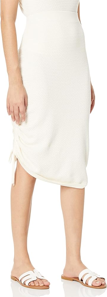 The Drop Women's Amanda Textured Side Ruched Midi Sweater Skirt