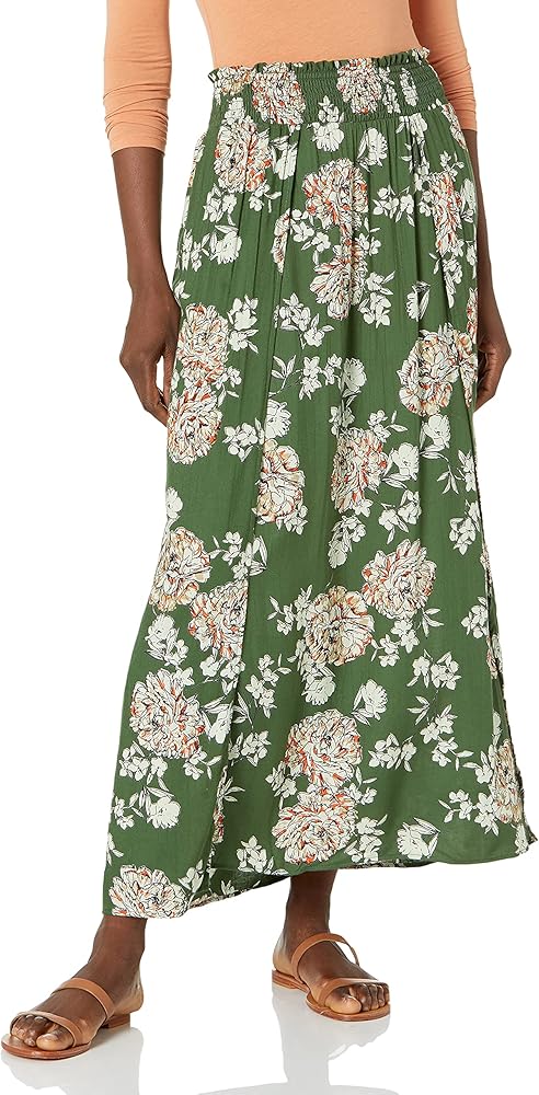 Angie Women's Faux Wrap Maxi Skirt with Smocked Waist