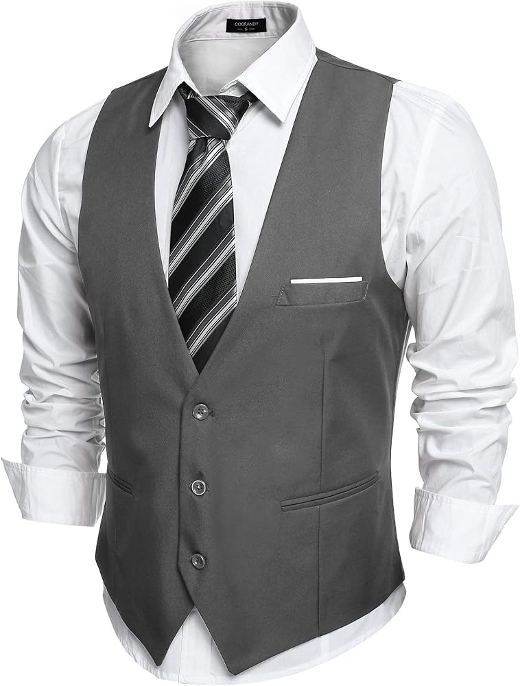 COOFANDY Men's Formal Suit Vest Slim Fit Casual Business Dress Waistcoat Vest