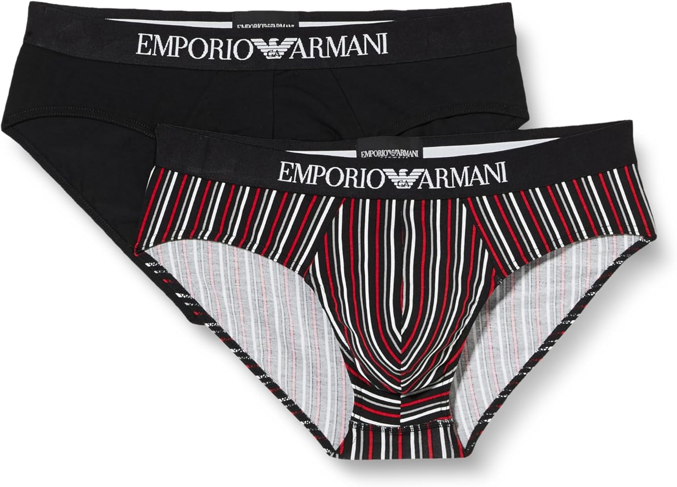 Emporio Armani Men's Stretch Cotton Classic Pattern Mix 2pack Brief