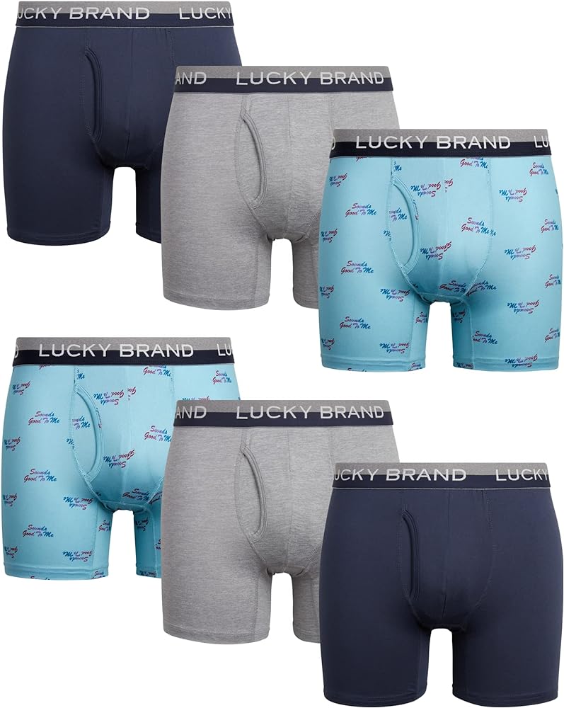 Lucky Brand Men's Boxer Briefs – 6 Pack Super Soft Stretch Boxers for Men - Breathable Casual Mens Underwear Boxers (S-XL)