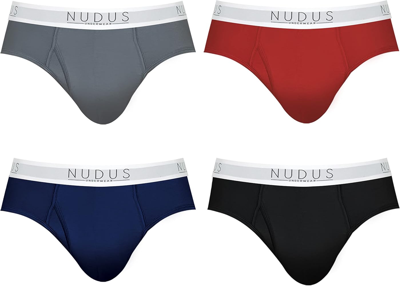 NUDUS Men's Stylish Bamboo Rayon Soft Underwear With Fly - Pack Of 4 Gift Box