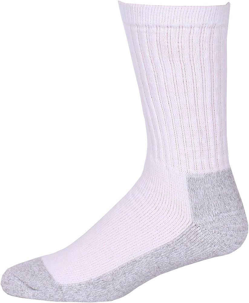 White Crew with Gray Bottom - Sox Plus Thick Reinforced Gray Bottom Socks 4 Pack