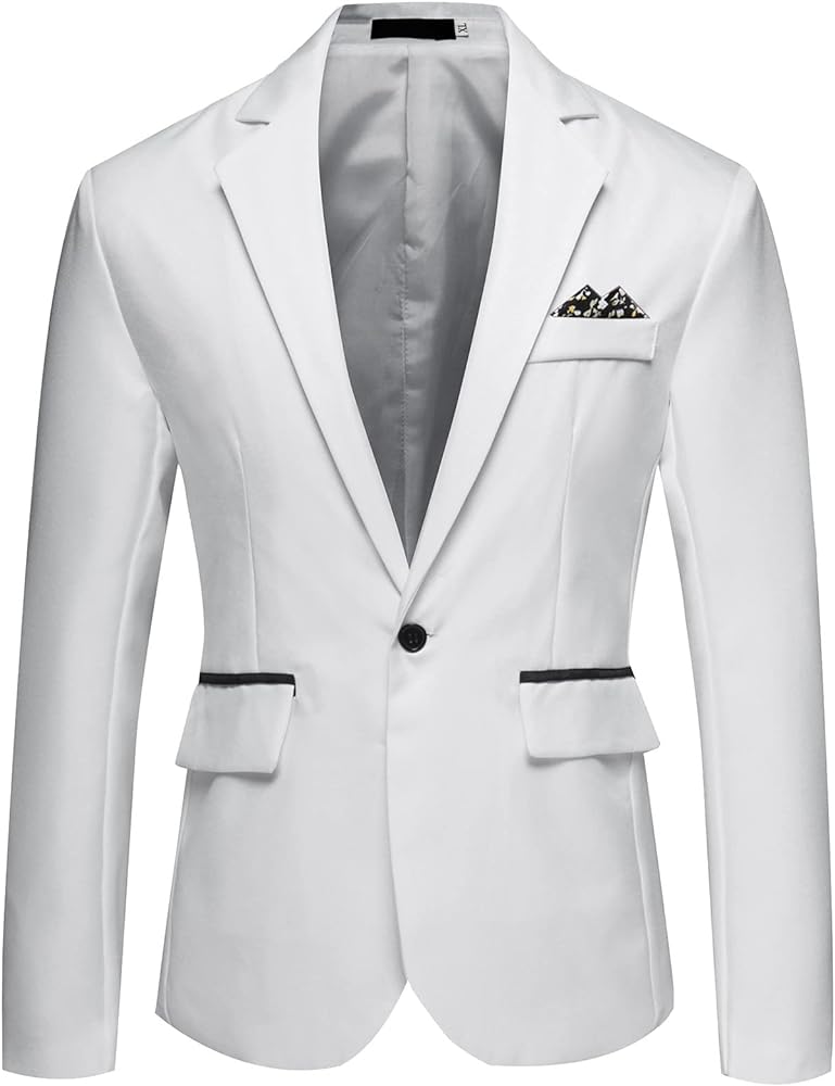 Men's Blazer Banquet Suit Jacket One Button Work Notched Lapel Classic Fit Pocket Wedding Dinner Lightweight Sport Coat