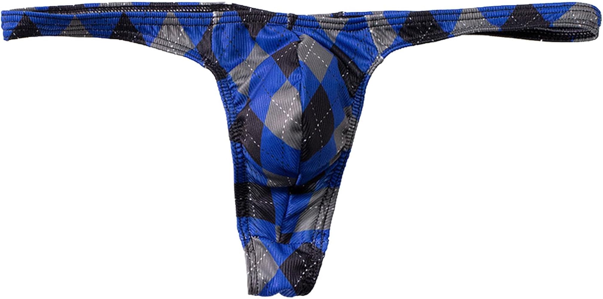 Men's Checker Printed Ice Silk Underwear Breathable Bikini G-string Pants