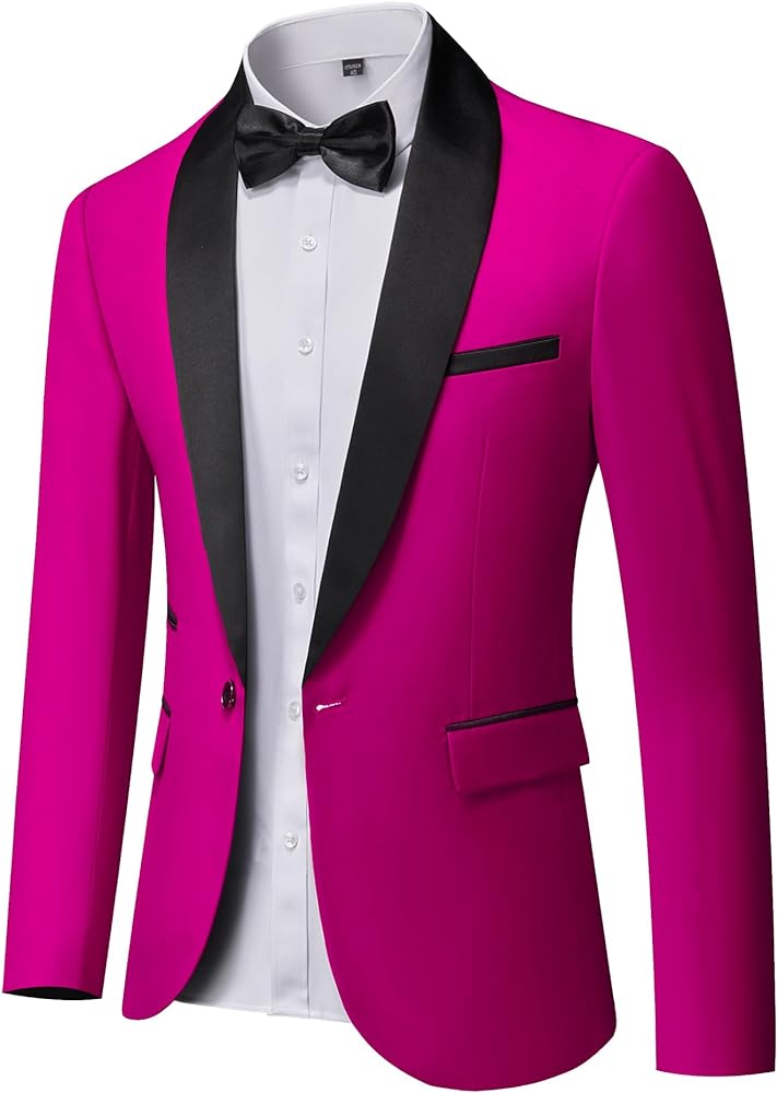 MY'S Men's Casual Slim Fit Blazer, One Button Shawl Lapel Lightweight Suit Jacket for Dinner Wedding Party