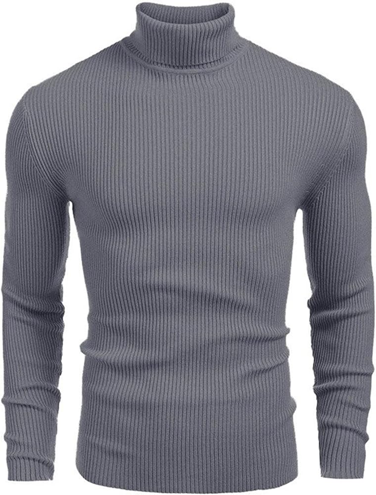 Men Turtleneck Pullover Long Sleeve Jumper Tops Warm Casual Slim Fit T-Shirt