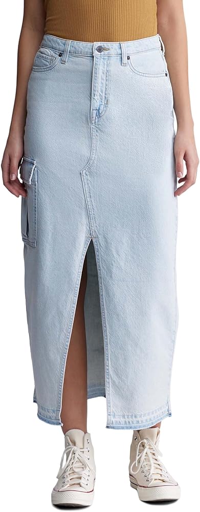 Buffalo David Bitton Women's Samantha High Rise Denim Maxi Skirt with Front Slit