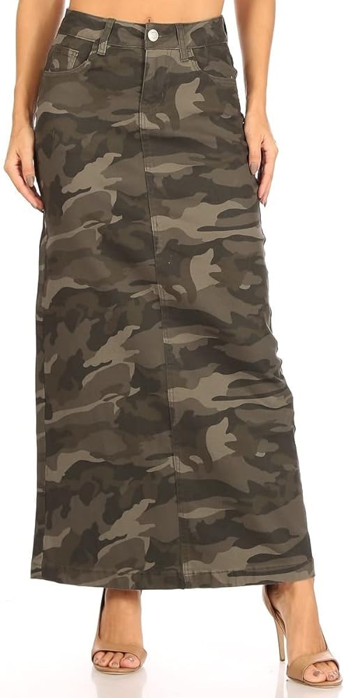 Womens Juniors/Plus Size High Waist Long/Knee Length Midi Pencil Denim Skirt