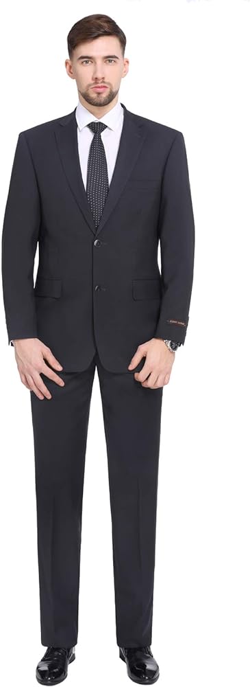 P&L Men's Suits Classic Fit 2 Piece - 2 Button Jacket Formal Dress Blazer & Pleated Pants Set