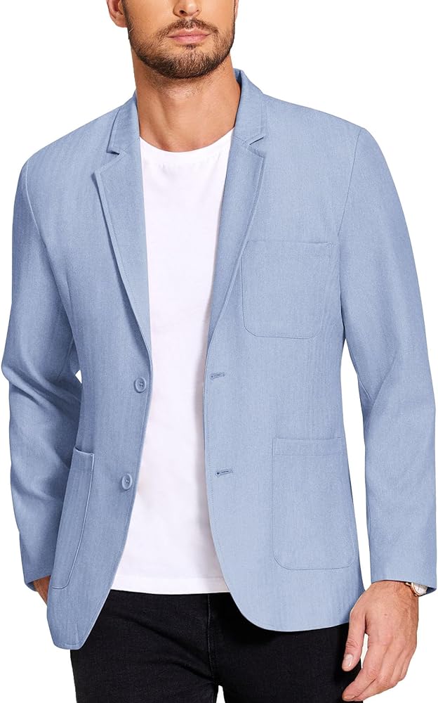 COOFANDY Men's Casual Blazer Jacket Regular Fit Lightweight Two Button Herringbone Sport Coat
