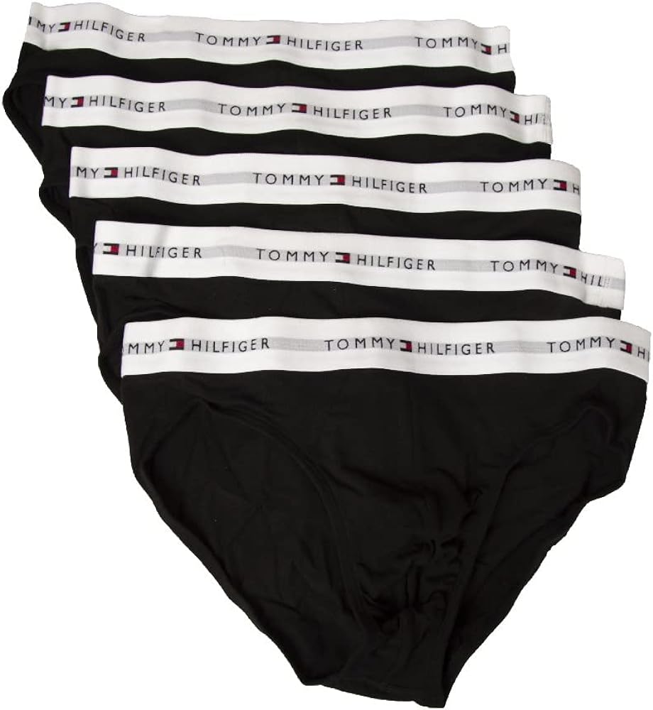 Tommy Hilfiger men's briefs pack of 5 elastic underpants briefs stretch cotton underwear article UM0UM02905, 0SJ Black/Black/Black/Black/Black, XX-Large