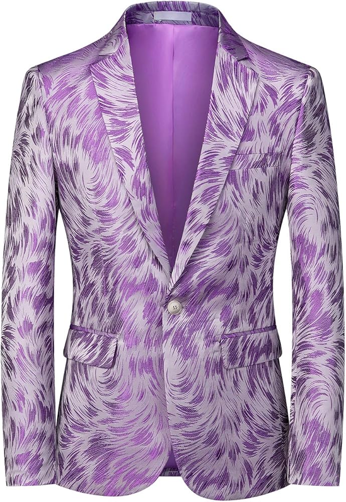 UNINUKOO Mens Casual Floral Blazer Dress Slim Fit Prom Party Paisley Suit Jacket for Men