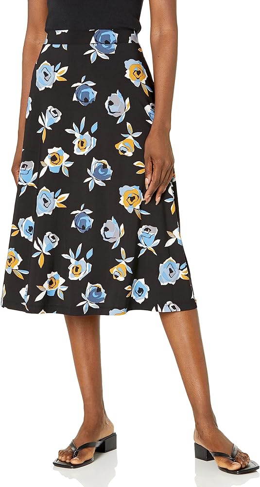 Kasper Women's Printed Ity Midi Flared Skirt
