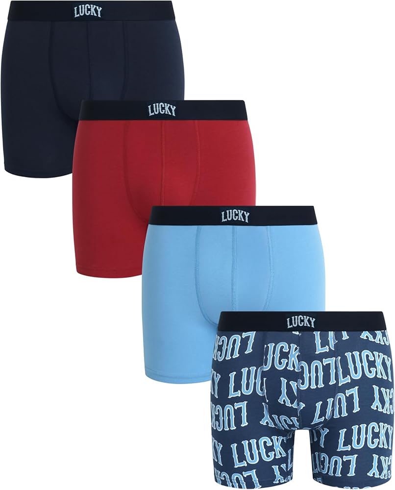 Lucky Brand Men's Boxer Briefs – 4 Pack Soft Stretch Boxers for Men with Contour Pouch - Casual Mens Underwear Briefs (S-XL)