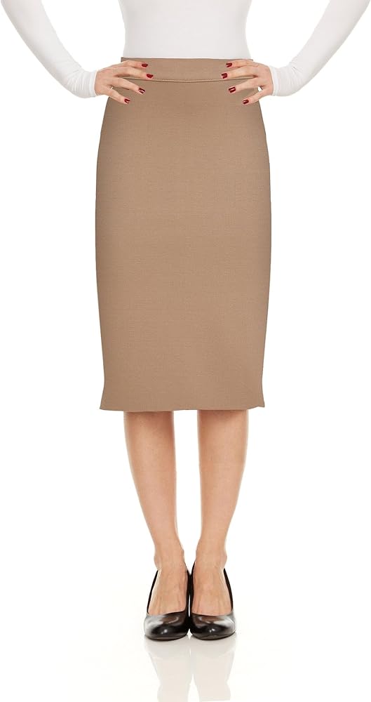 Baby'O Made in The USA Women's Pencil Skirt | Knee Length Pencil Skirt | Tailored Fit Bodycon Stretch Modest Pencil Skirts