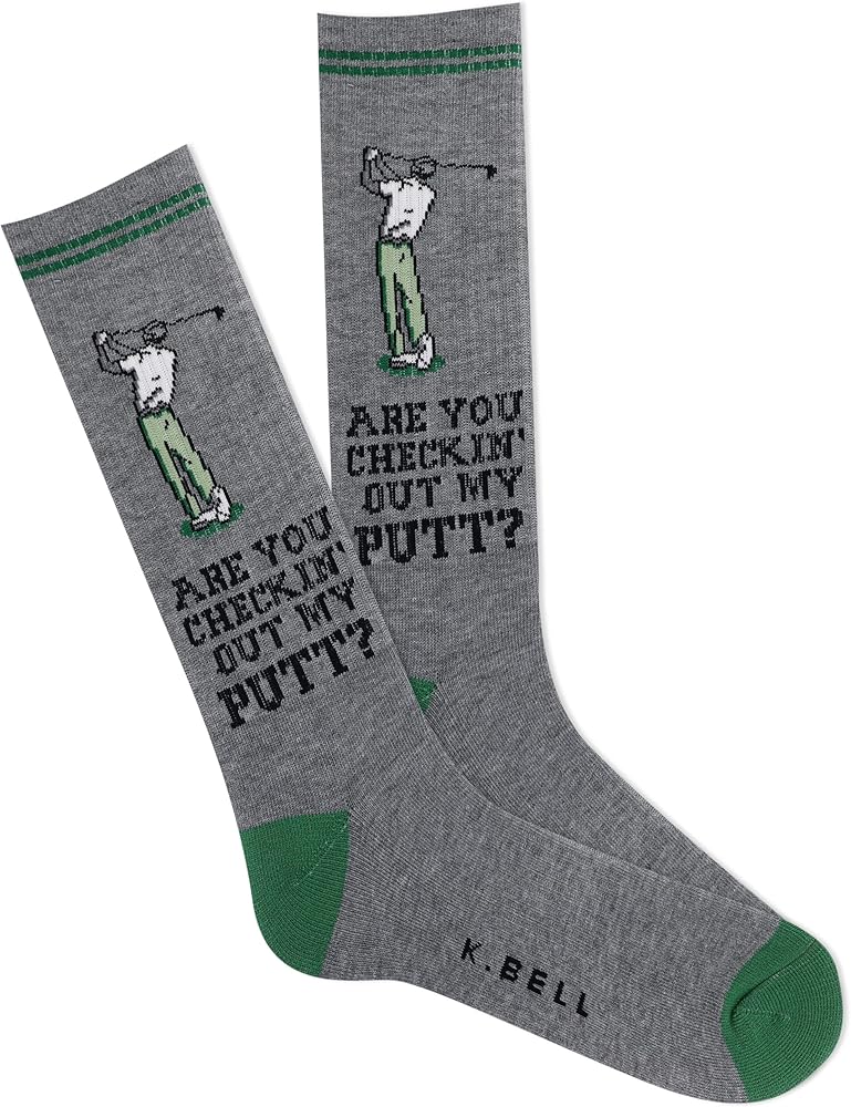 K. Bell Men's Fun Sports & Outdoors Crew Socks-1 Pairs-Cool & Funny Novelty Gifts