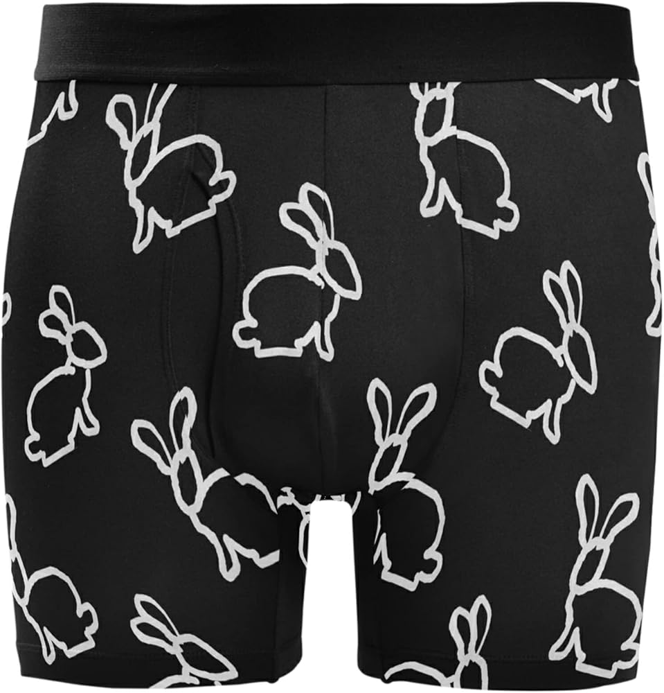 Bunny Rabbit Polka Dot Mens Boxer Briefs Breathable Underwear Fly Front With Pouch S - XXL