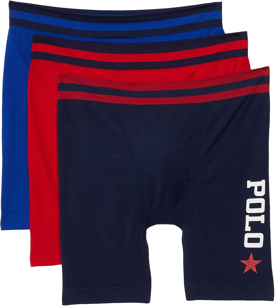 POLO RALPH LAUREN Freedom FX: Seam Boxer Brief 3-Pack Cruise Navy/Rl2000 Red/Rugby Royal MD