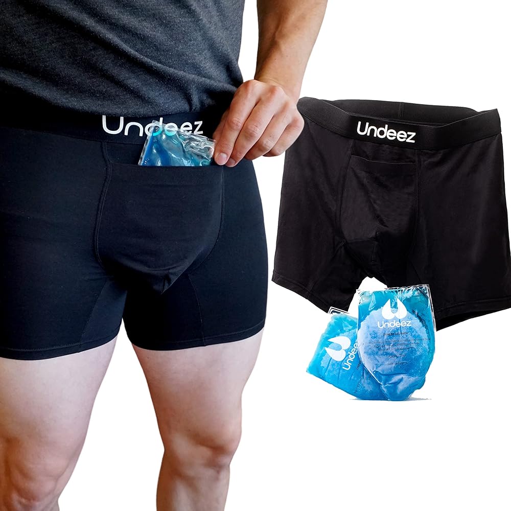 Vasectomy Underwear - Comes With 2-Custom Fit Ice Packs and Snug Boxer Briefs For Testicular Support and Pain Relief