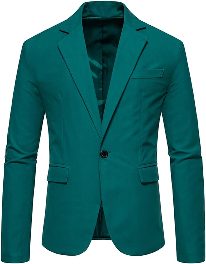Men's Blazer Suit Jacket Slim One Button Notched Lapel Classic Fit Banquet Pocket Wedding Premium Lightweight Sport Coat