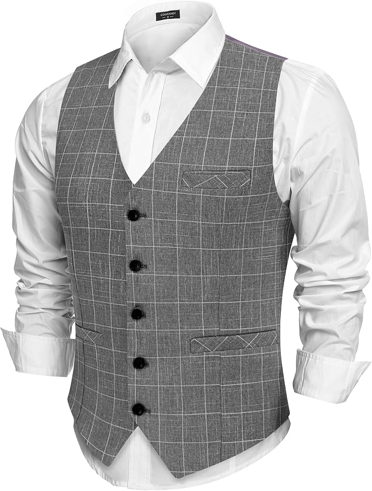 COOFANDY Men Casual Suit Vest Slim Fit Formal Vest Business Wedding Waistcoat