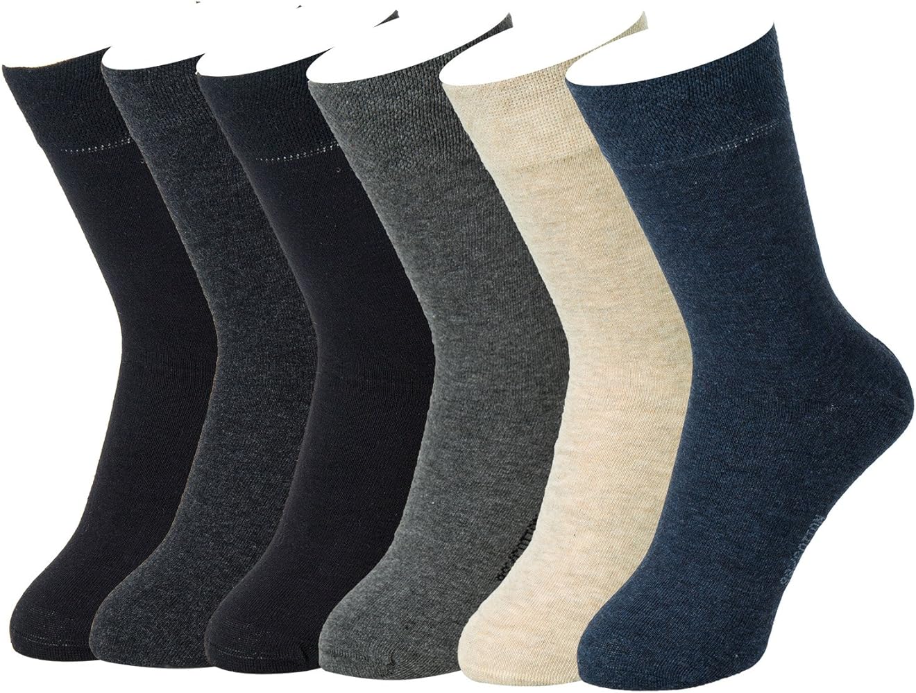 7DayOtter 98% Cotton Rich Dress Socks for Business Mens Womens Casual Socks 6Pack