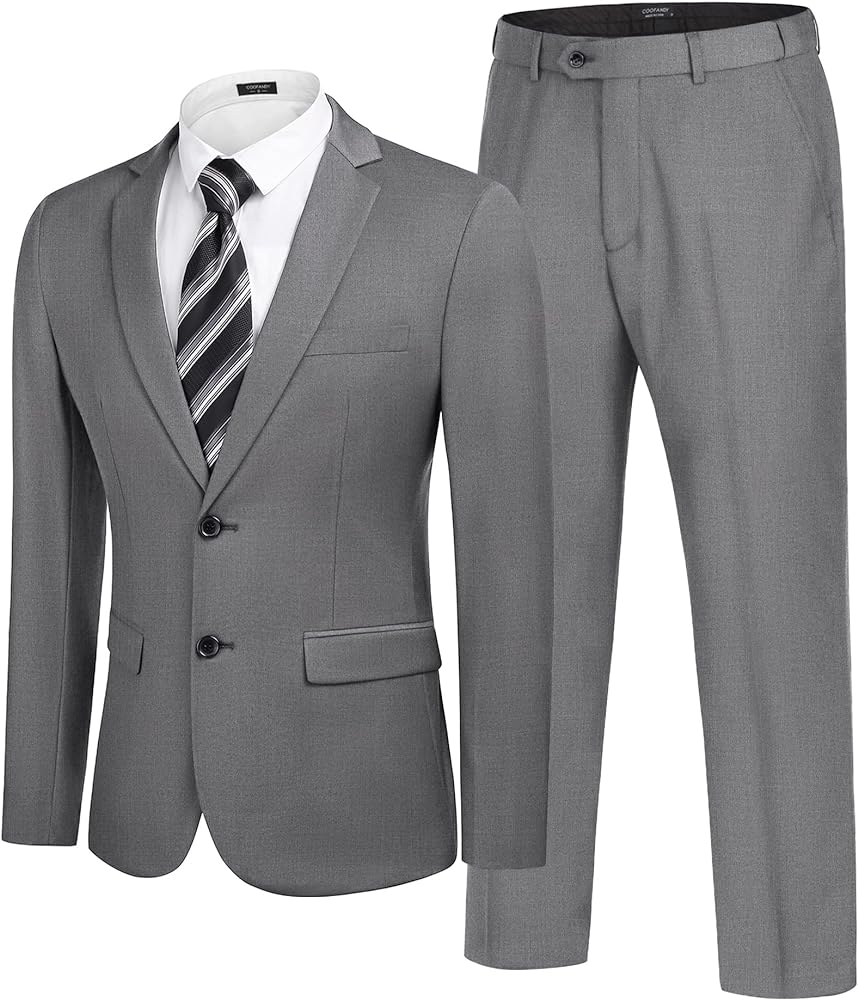 COOFANDY Men's 2 Piece Suits Classic Fit 2 Button Dress Suits Tuxedo Jacket Blazer for Wedding Business Dinner Prom