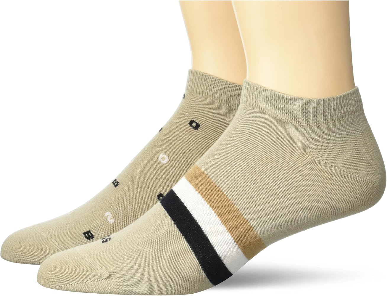 BOSS Men's 2-Pair Multi Logo Design Cotton Ankle Socks