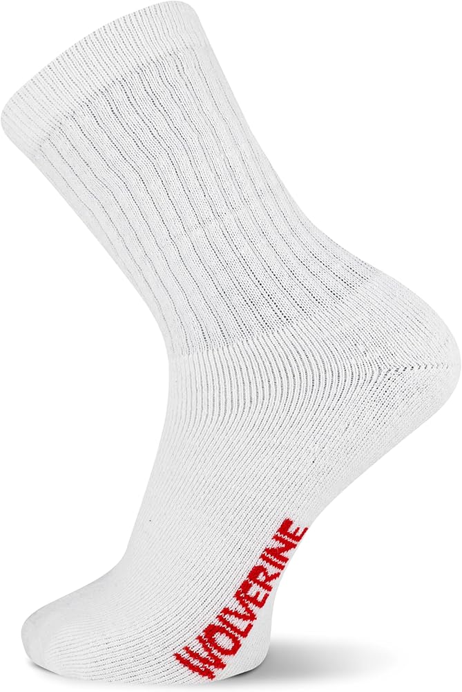 Wolverine Men's Cotton Boot Crew Socks - 4 Pairs - Breathable Cotton Cushioning