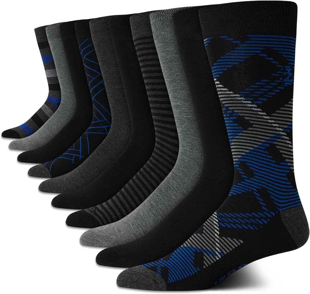 IZOD Men’s Dress Socks - Lightweight Comfort Crew Sock (10 Pack)