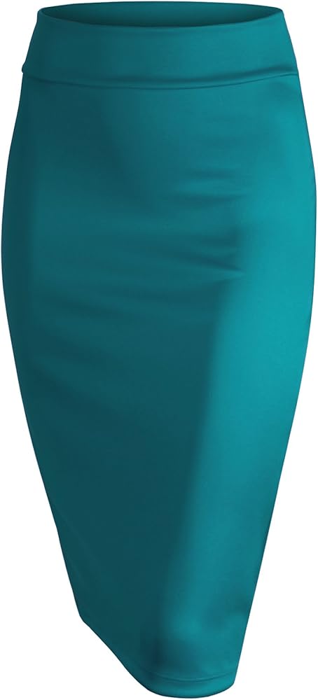 Women's Elastic Waist Stretch Bodycon Midi Knee Length Pencil Skirt for Office