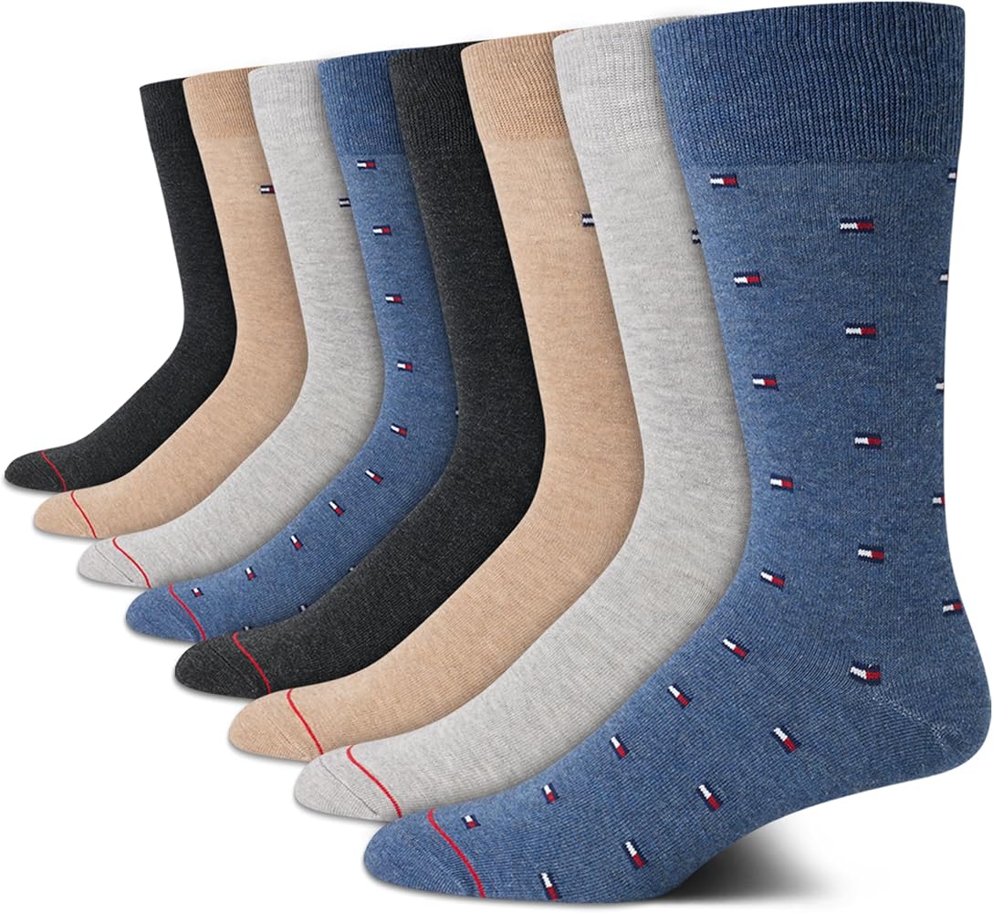 Tommy Hilfiger Men's Dress Socks - Lightweight Comfort Crew Sock (8 pack)
