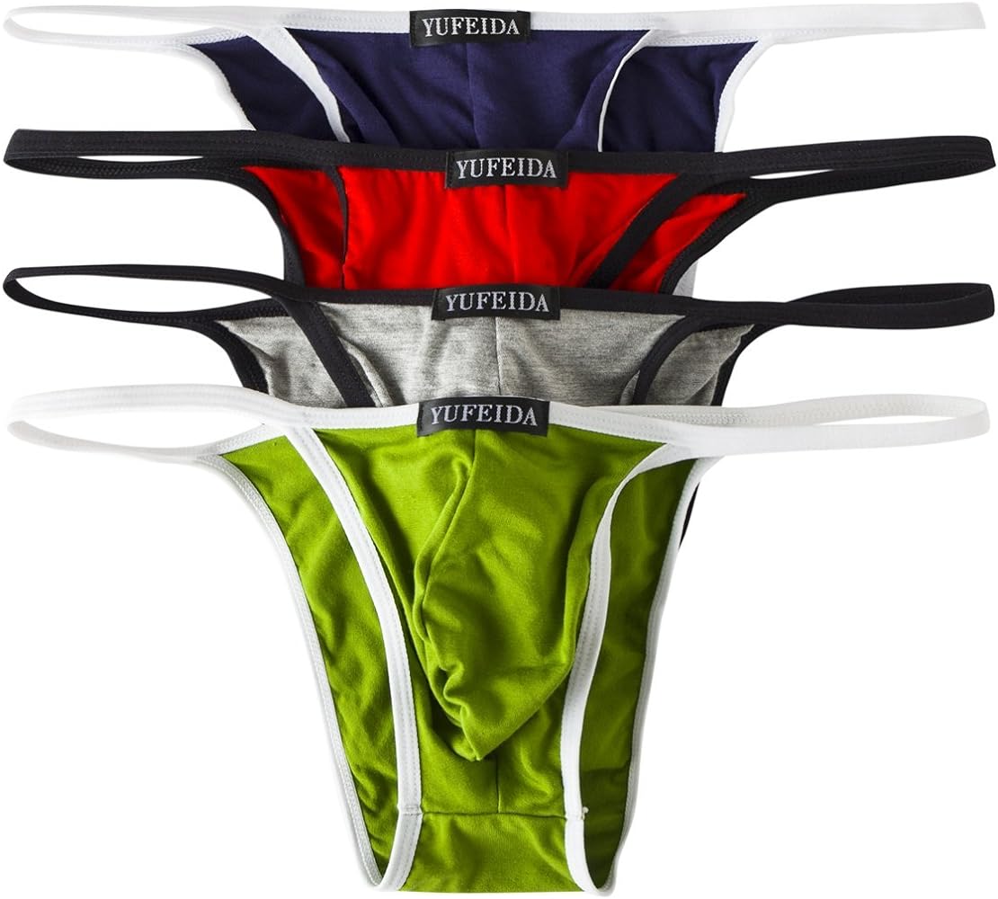 YUFEIDA Men's Modal Comfortable G-string Thongs Sexy Low Rise Bikini Briefs Underwear