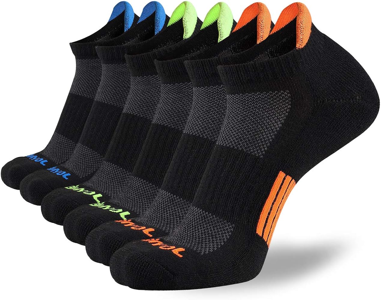 JOYNÉE Men’s Athletic Socks Low Cut Cushion Running Socks Breathable Comfort for Sports 6 Pack