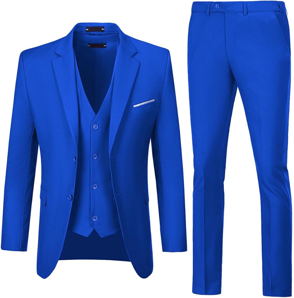Men Suits 3 Pieces Set Slim Fit Wedding Suit Groomsmen Prom Suit Tuxedo Business Formal Casual Groom Suit Jacket Blazer Pants