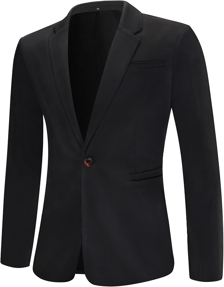 TOLOER Men's Blazer Jackets Casual Slim Fit Sports Coats Lightweight One Button