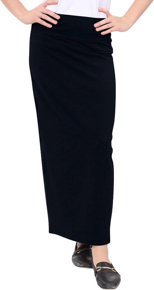 Kosher Casual Women's Modest Cotton Stretch Long Maxi Pencil Skirt