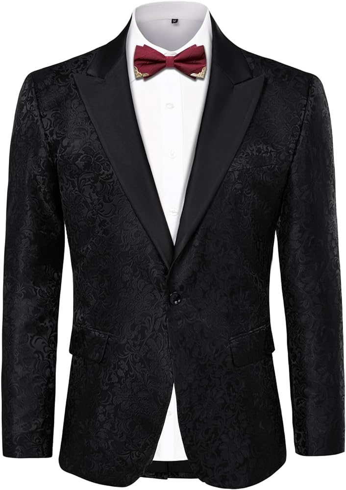 PJ PAUL JONES Men's Party Blazer Floral Paisley Tuxedo Prom Dinner Suit Jacket
